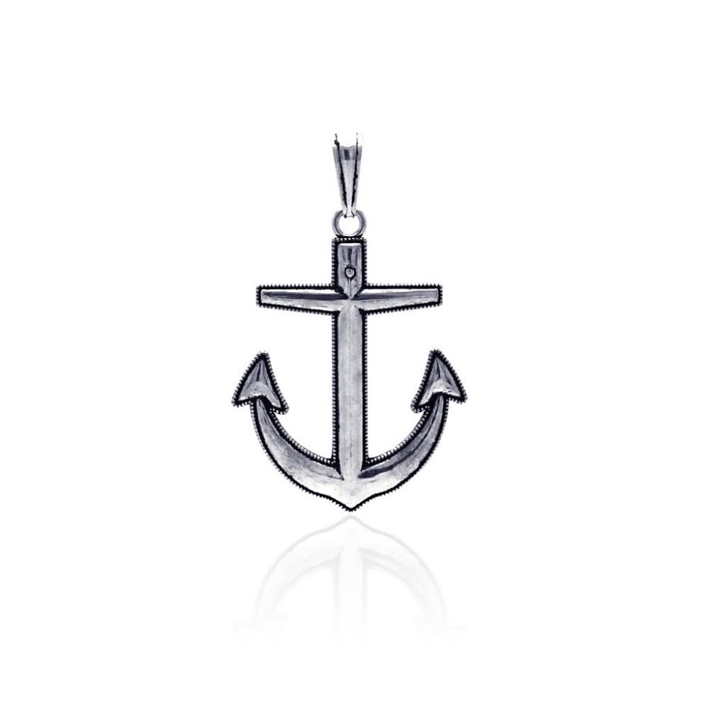 Sterling Silver 925 Oxidized Anchor Pendant